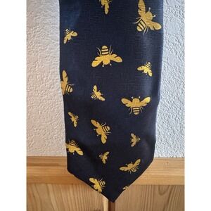 Josh Bach Busy Bumble Bee Silk Tie Black Yellow